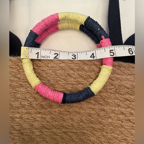 GAP Jute tote bag/crossbody with colorful O-ring top handles and canvas strap. - Picture 11 of 14